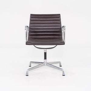 2012 Eames Aluminum Group Side Chair, EA108 by Ray and Charles Eames for Herman Miller in Brown Leather 12+ Available