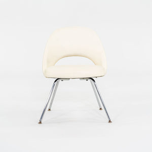 SOLD C. 2008 Eero Saarinen for Knoll Armless Executive Chairs Dining with White Vinyl Upholstery 4x Available