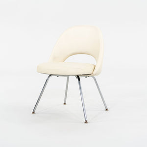 SOLD C. 2008 Eero Saarinen for Knoll Armless Executive Chairs Dining with White Vinyl Upholstery 4x Available