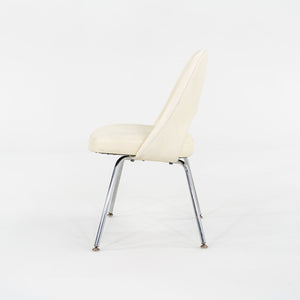 SOLD C. 2008 Eero Saarinen for Knoll Armless Executive Chairs Dining with White Vinyl Upholstery 4x Available