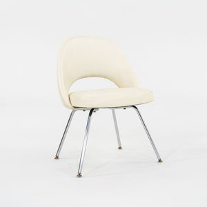 SOLD C. 2008 Eero Saarinen for Knoll Armless Executive Chairs Dining with White Vinyl Upholstery 4x Available