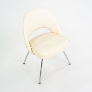 SOLD C. 2008 Eero Saarinen for Knoll Armless Executive Chairs Dining with White Vinyl Upholstery 4x Available