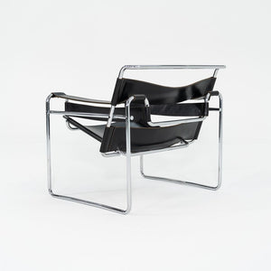 1960s Wassily Lounge Chair, Model B3 by Marcel Breuer for Gavina / Knoll in Black Leather with Chrome Frame 4x Available