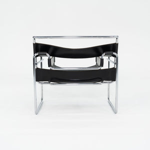 1960s Wassily Lounge Chair, Model B3 by Marcel Breuer for Gavina / Knoll in Black Leather with Chrome Frame 4x Available