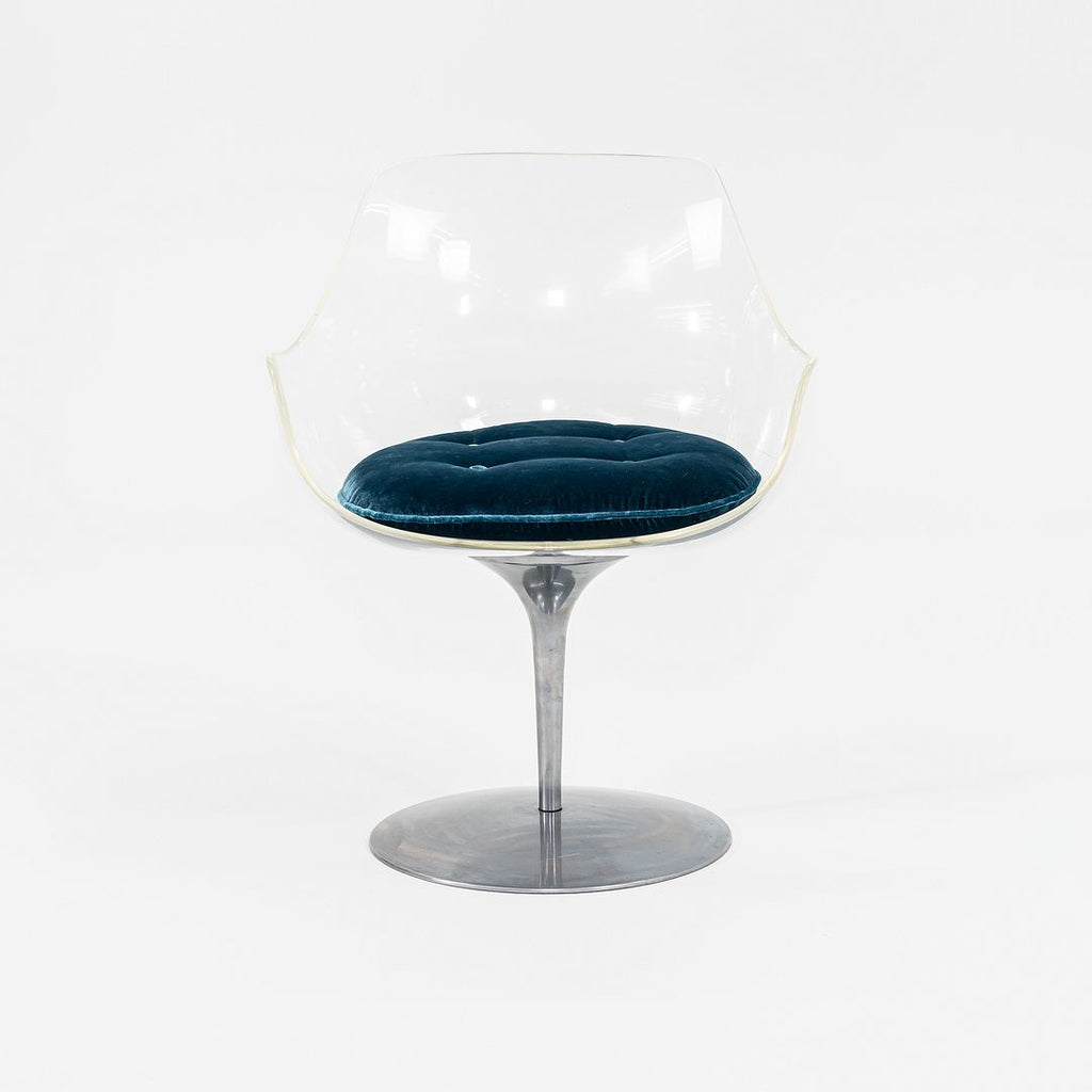 1960s Champagne Arm Chair by Estelle and Erwine Laverne for Formes Nouvelles in Lucite and Aluminum