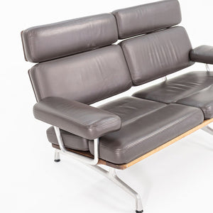 2007 Eames Two Seat Sofa, Model ES108 by Charles and Ray Eames for Herman Miller in Walnut and Brown Leather