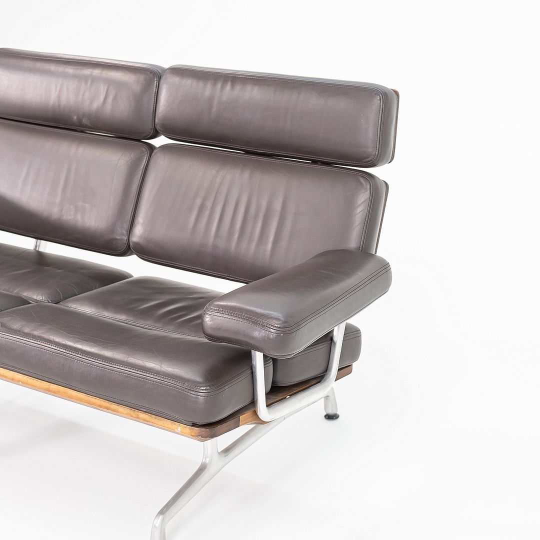 2007 Eames Two Seat Sofa, Model ES108 by Charles and Ray Eames for Herman Miller in Walnut and Brown Leather