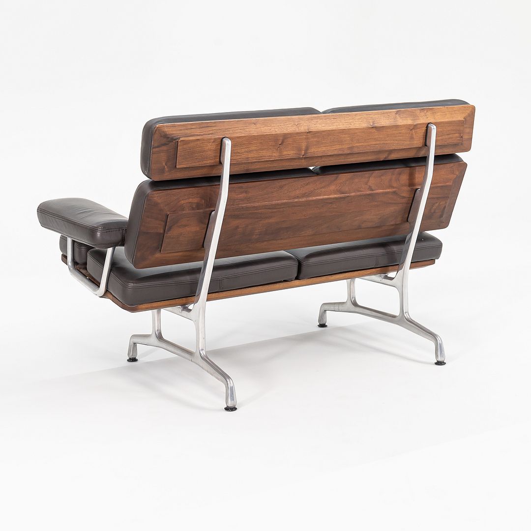 2007 Eames Two Seat Sofa, Model ES108 by Charles and Ray Eames for Herman Miller in Walnut and Brown Leather