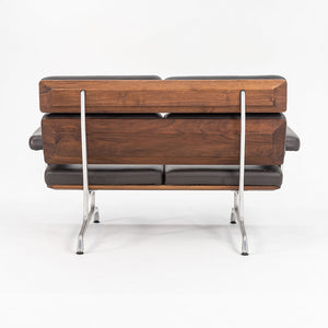 2007 Eames Two Seat Sofa, Model ES108 by Charles and Ray Eames for Herman Miller in Walnut and Brown Leather