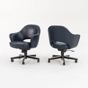 2010s Executive Arm Chair with Swivel Base by Eero Saarinen for Knoll in Blue Leather 7x Available