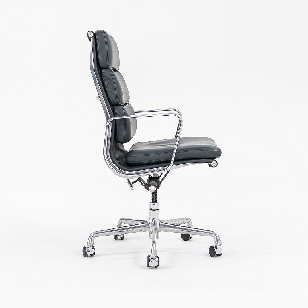 SOLD 2008 Soft Pad Executive Desk Chair, Model EA420 by Charles and Ray Eames for Herman Miller in Dark Green Leather