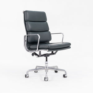 SOLD 2008 Soft Pad Executive Desk Chair, Model EA420 by Charles and Ray Eames for Herman Miller in Dark Green Leather