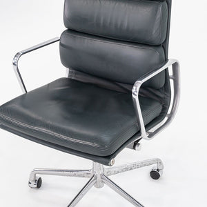 SOLD 2008 Soft Pad Executive Desk Chair, Model EA420 by Charles and Ray Eames for Herman Miller in Dark Green Leather