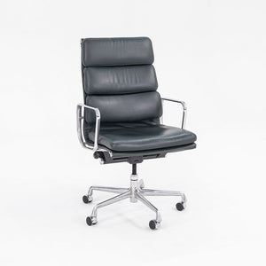 SOLD 2008 Soft Pad Executive Desk Chair, Model EA420 by Charles and Ray Eames for Herman Miller in Dark Green Leather