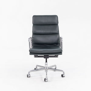 SOLD 2008 Soft Pad Executive Desk Chair, Model EA420 by Charles and Ray Eames for Herman Miller in Dark Green Leather