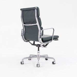 SOLD 2008 Soft Pad Executive Desk Chair, Model EA420 by Charles and Ray Eames for Herman Miller in Dark Green Leather