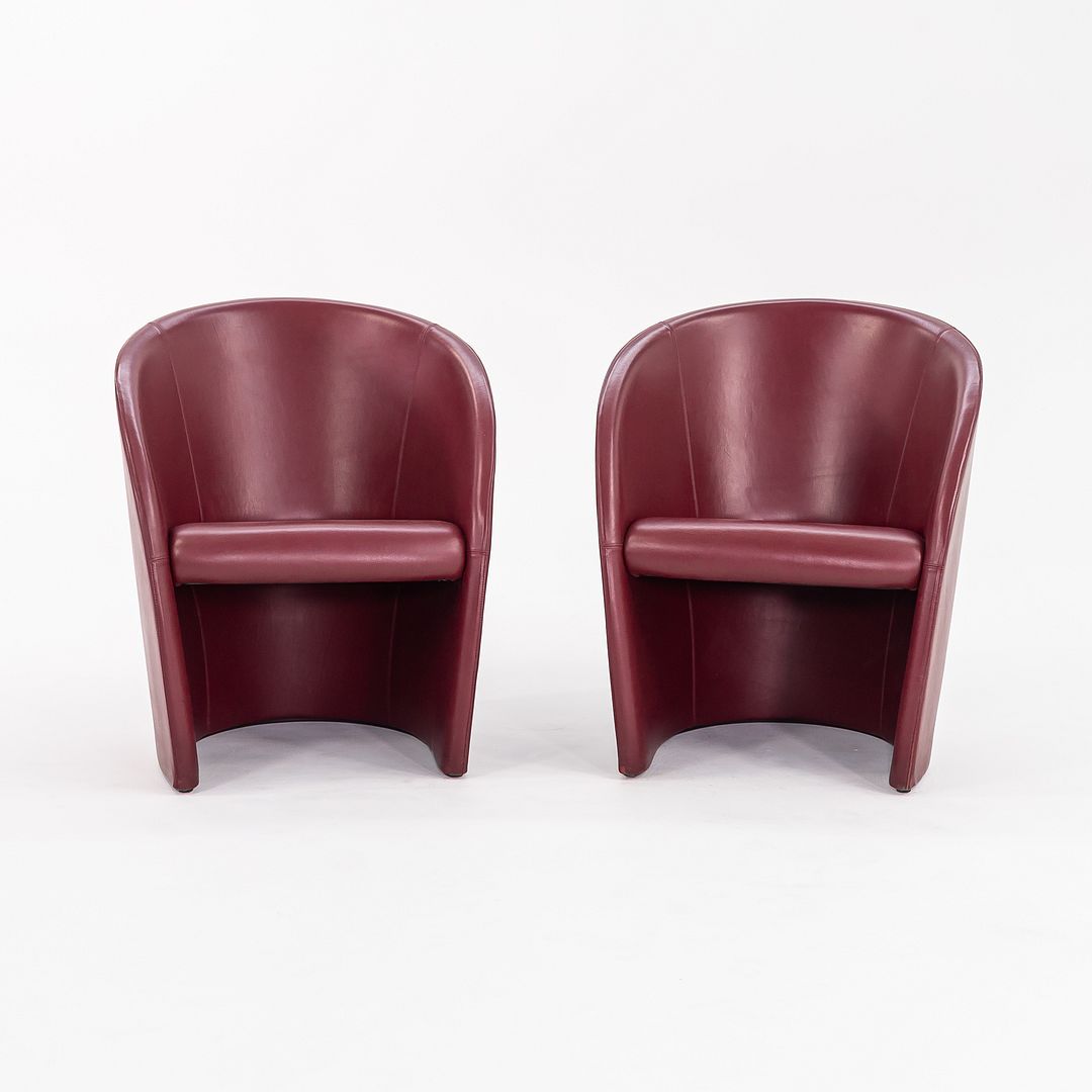 1999 Pair of Intervista Easy Chairs by Lella and Massimo Vignelli for Poltrona Frau in Oxblood Leather