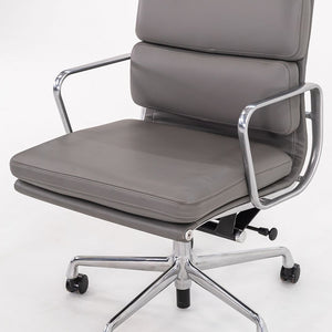 SOLD 2022 Soft Pad Executive Desk Chair by Charles and Ray Eames for Herman Miller in Grey Leather