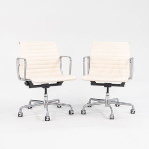 SOLD 2008 Aluminum Group Management Desk Chair in Smooth Cream Leather by Charles and Ray Eames for Herman Miller 2x Available