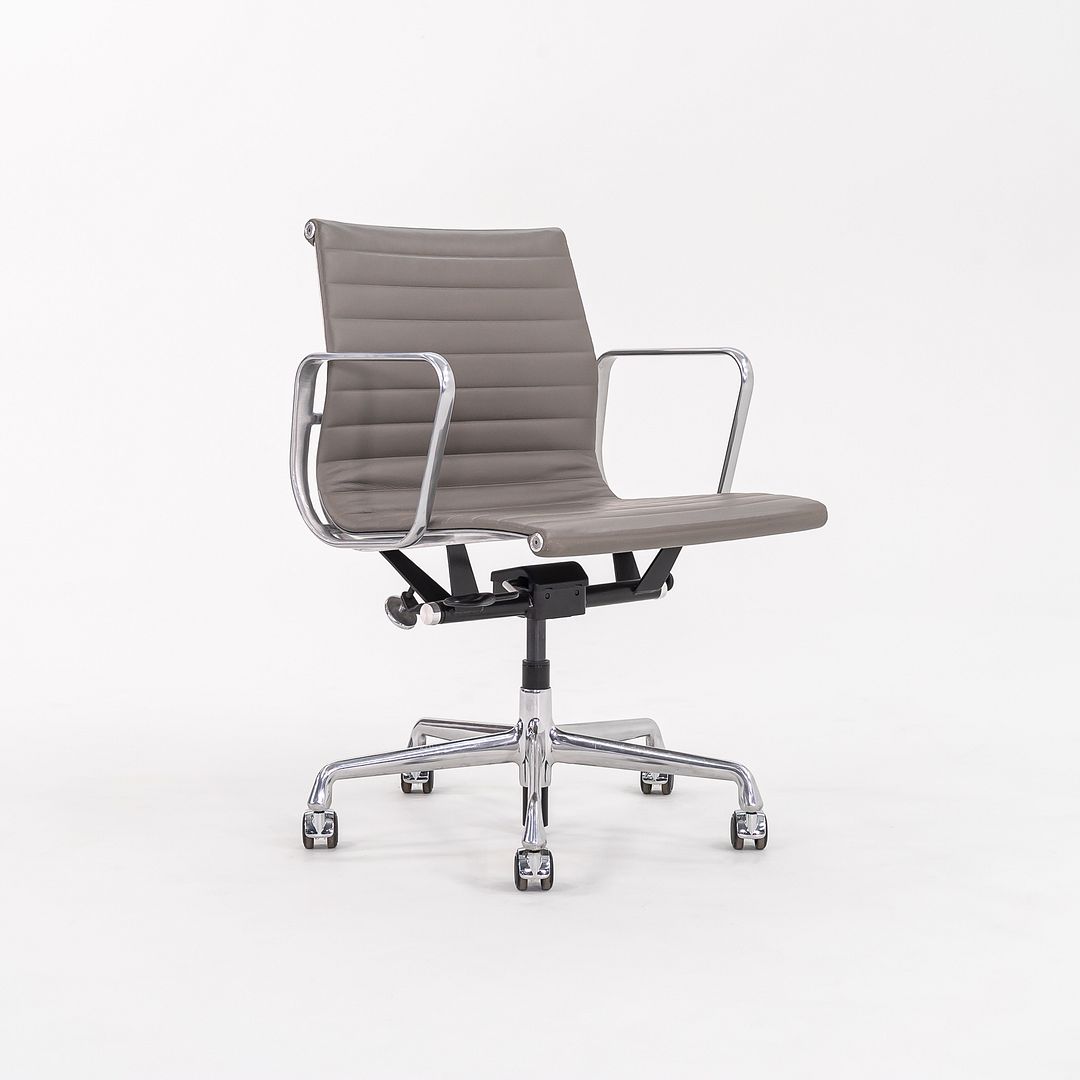 2015 Aluminum Group Management Desk Chair, Model EA335 by Charles and Ray Eames for Herman Miller in Grey Leather 8x Available