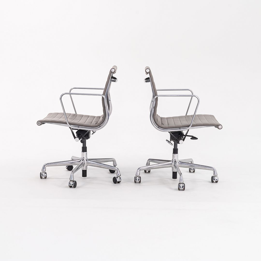 2015 Aluminum Group Management Desk Chair, Model EA335 by Charles and Ray Eames for Herman Miller in Grey Leather 8x Available