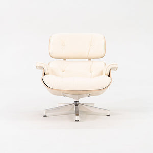 2023 670 / 671 Eames Lounge Chair and Ottoman by Charles and Ray Eames for Herman Miller in Ivory Leather and Ash