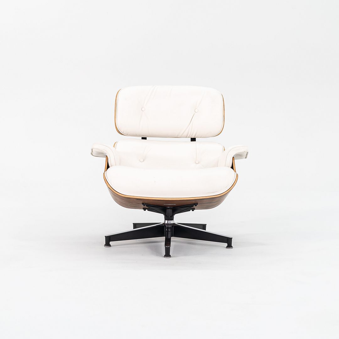 SOLD 2023 670 / 671 Eames Lounge Chair and Ottoman by Charles and Ray Eames for Herman Miller in White Leather and Palisander