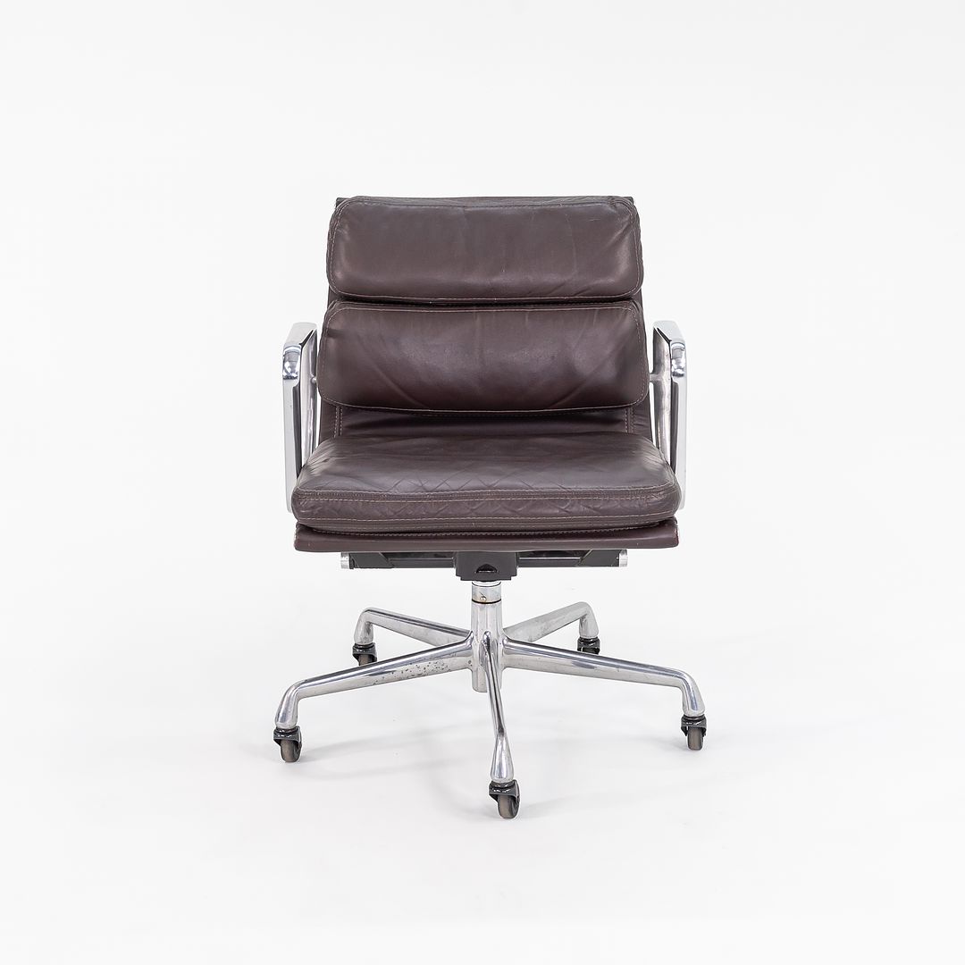 1989 Eames Soft Pad Management Chair, Model EA418 by Ray and Charles Eames for Herman Miller in Brown Leather