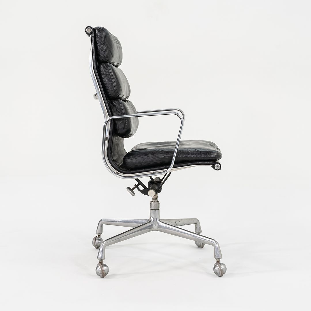 1975 Soft Pad Executive Chair, Model EA420 by Charles and Ray Eames for Herman Miller in Black Leather 3x Available