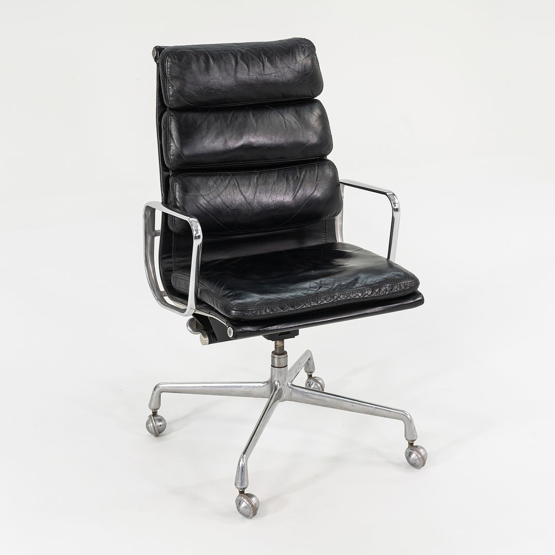 SOLD 1988 Soft Pad Executive Chair, Model EA420 by Ray and Charles Eames for Herman Miller in Black Leather