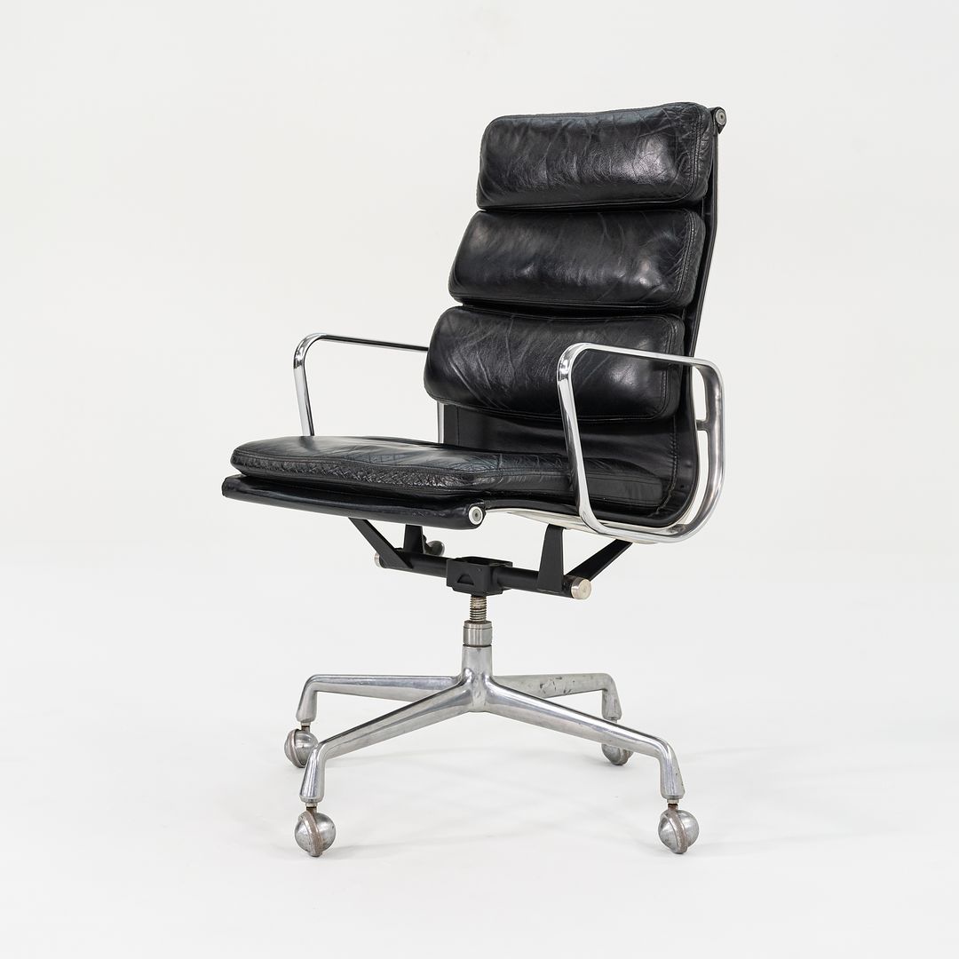 SOLD 1988 Soft Pad Executive Chair, Model EA420 by Ray and Charles Eames for Herman Miller in Black Leather