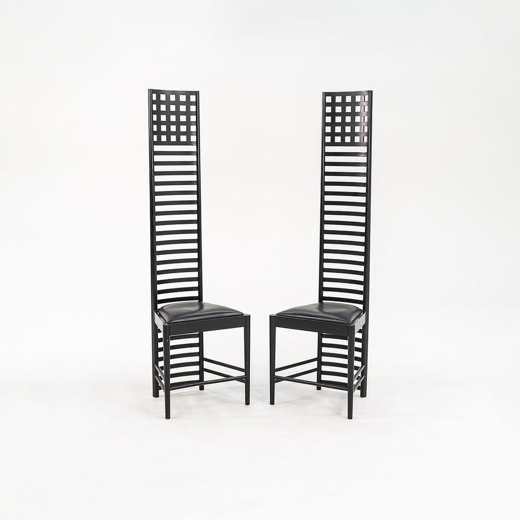 SOLD 1980s Pair of 292 Hill House 1 Dining Chairs by Charles Rennie Mackintosh
