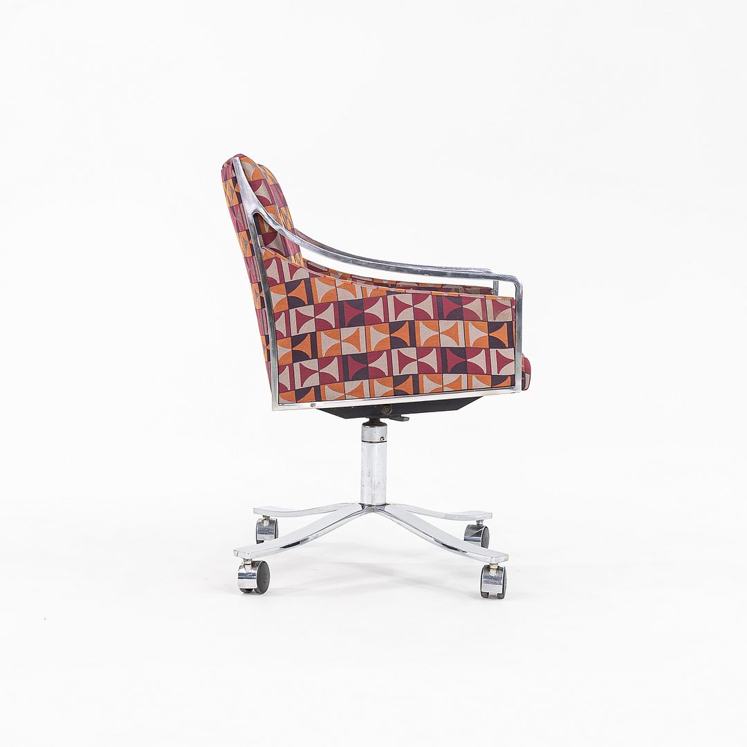 1970s Bert England for Stow Davis Desk Chair on Castors with Patterned Fabric