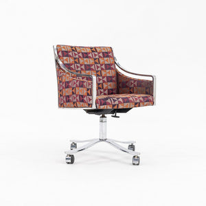 1970s Bert England for Stow Davis Desk Chair on Castors with Patterned Fabric