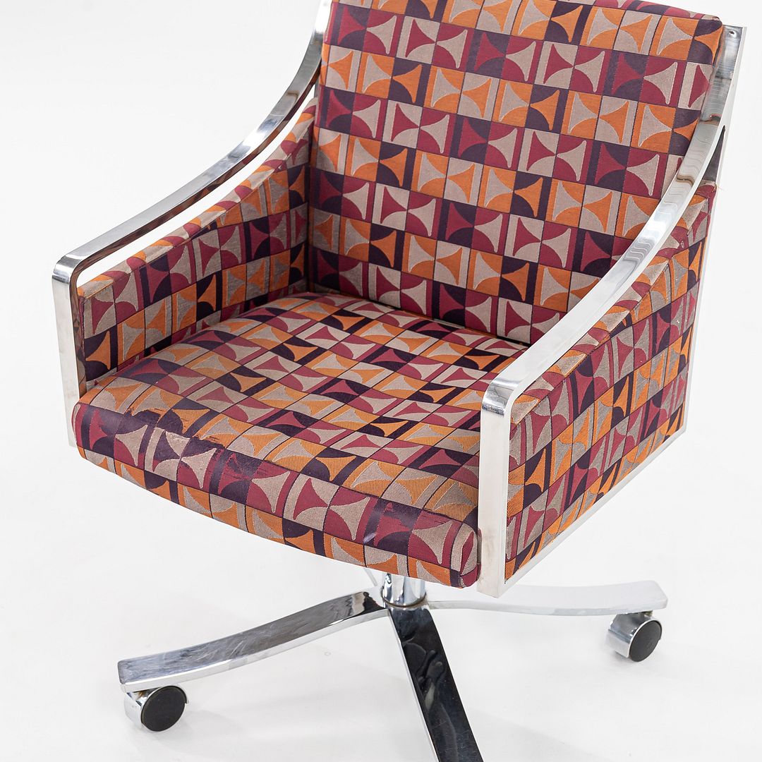 1970s Bert England for Stow Davis Desk Chair on Castors with Patterned Fabric