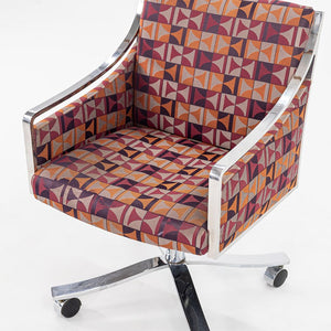 1970s Bert England for Stow Davis Desk Chair on Castors with Patterned Fabric