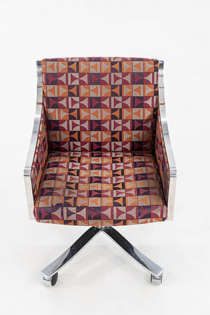 1970s Bert England for Stow Davis Desk Chair on Castors with Patterned Fabric