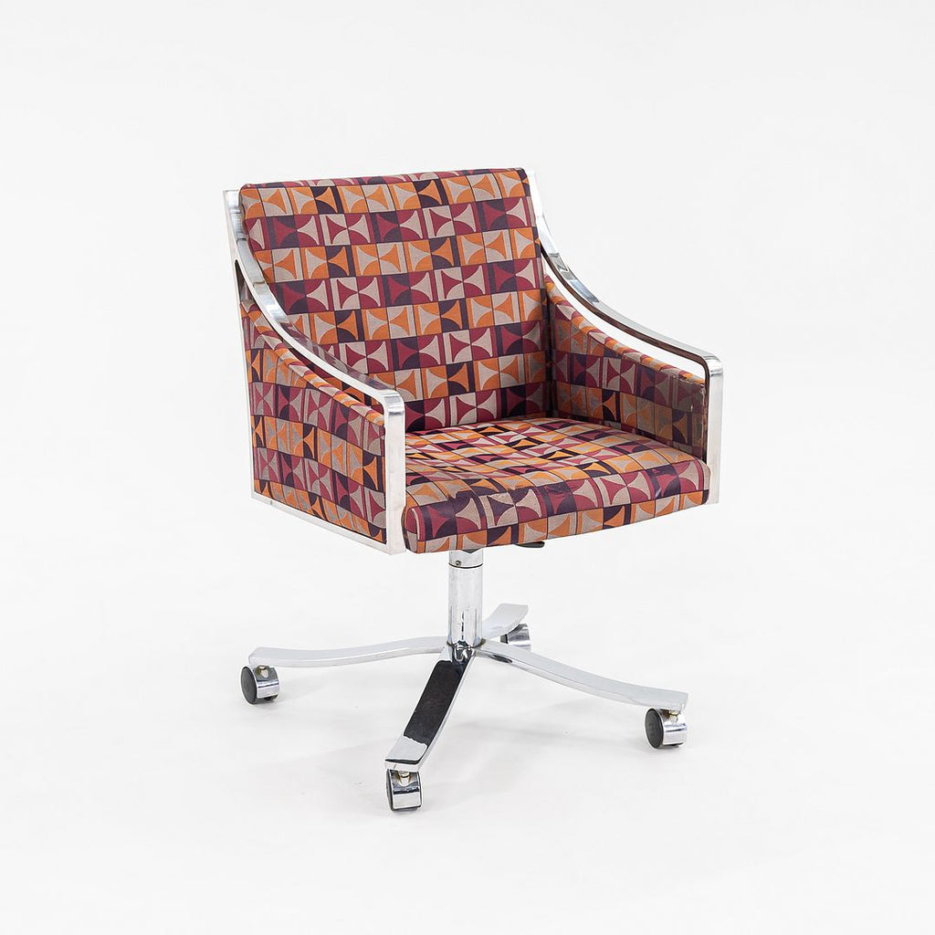 1970s Bert England for Stow Davis Desk Chair on Castors with Patterned Fabric