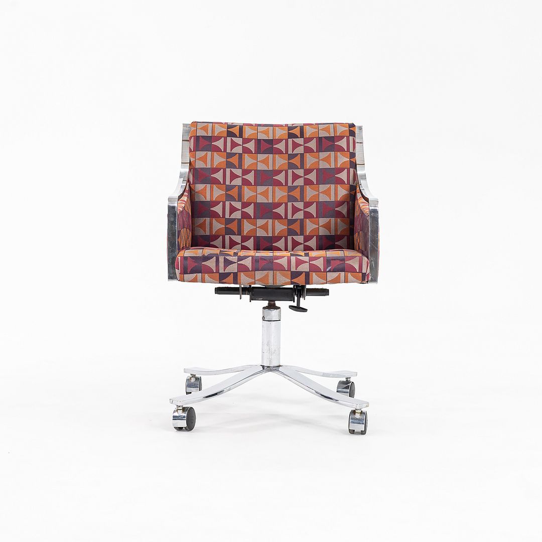 1970s Bert England for Stow Davis Desk Chair on Castors with Patterned Fabric