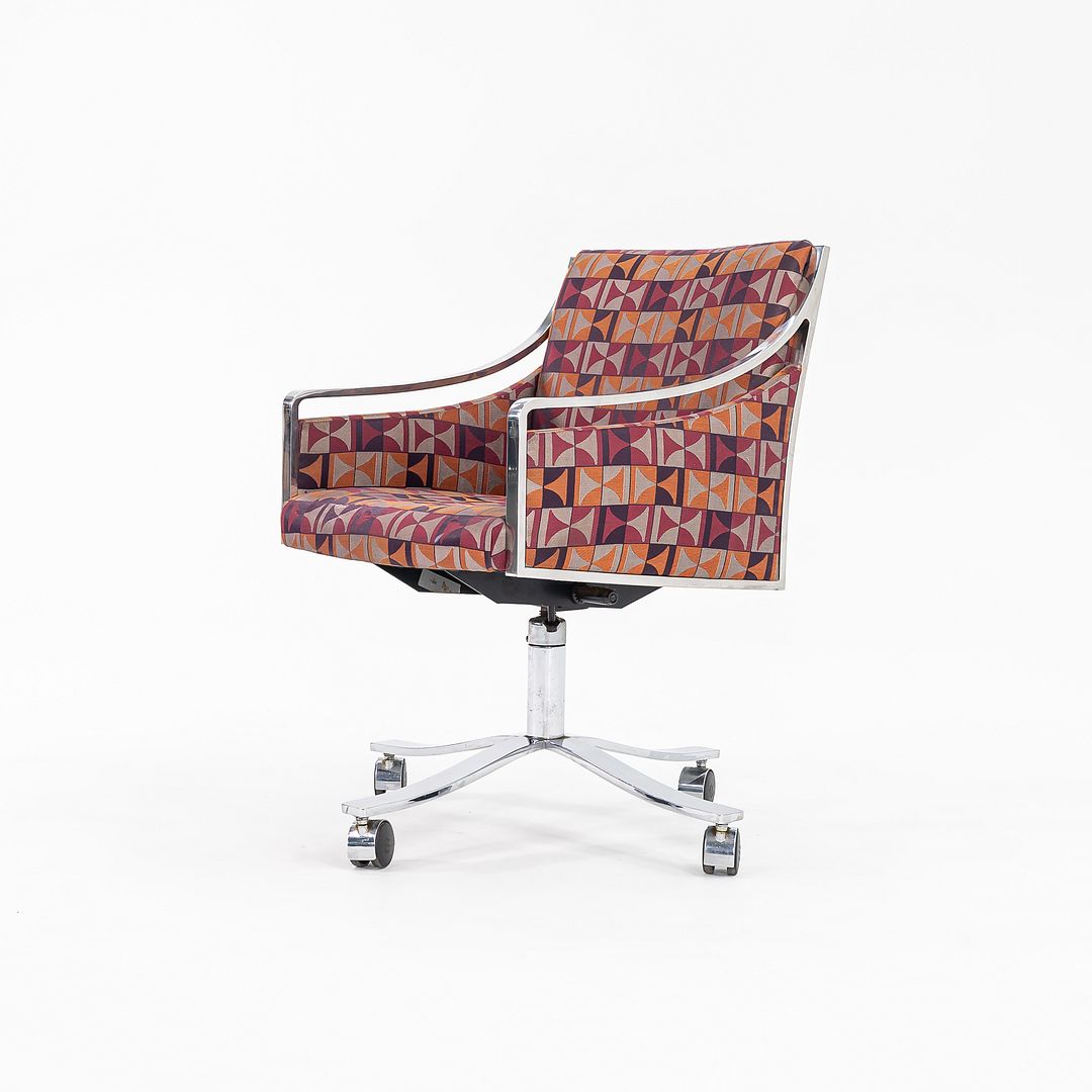 1970s Bert England for Stow Davis Desk Chair on Castors with Patterned Fabric