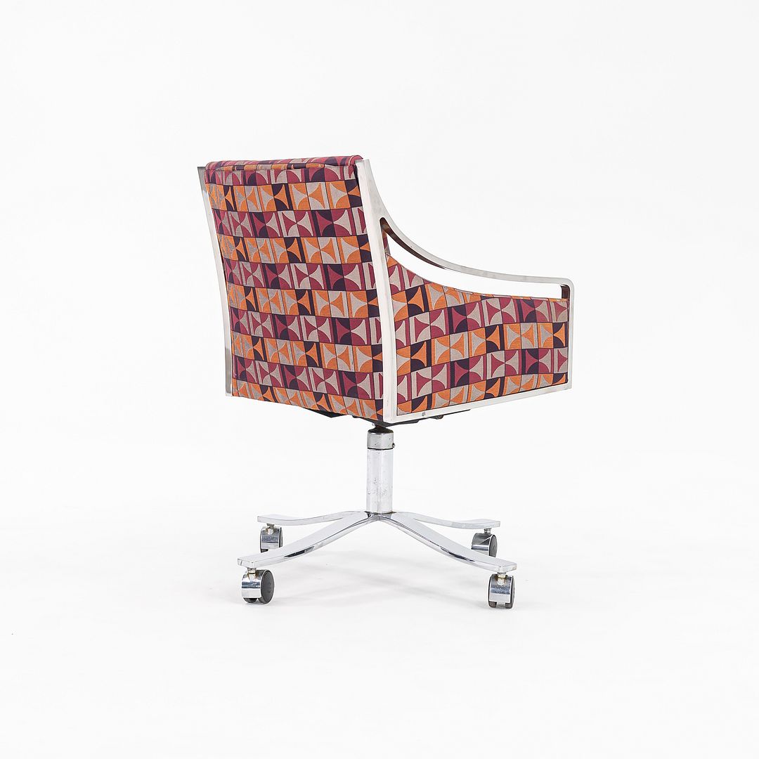 1970s Bert England for Stow Davis Desk Chair on Castors with Patterned Fabric