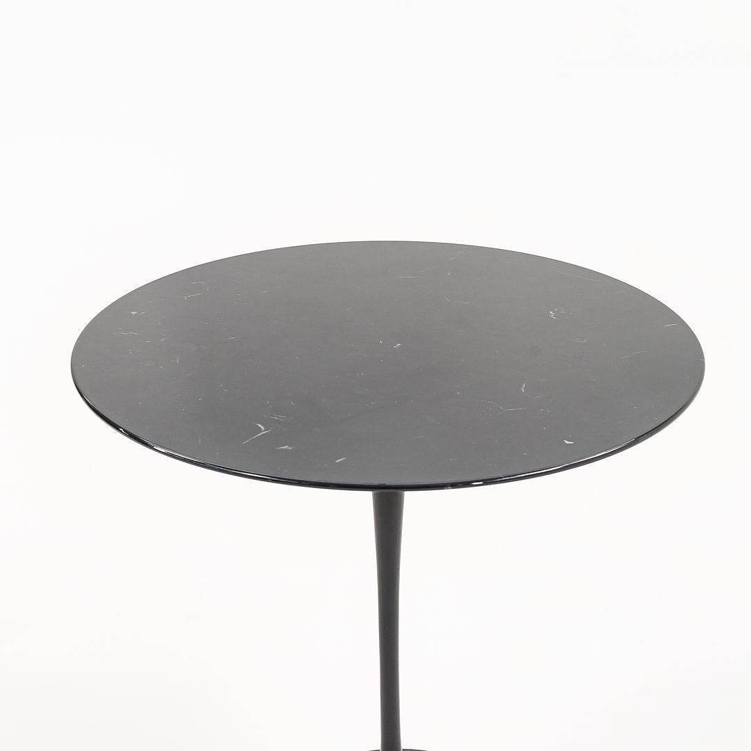 SOLD 2021 Pedestal Side Table, Model 163R by Eero Saarinen for Knoll Aluminum in Black Marble
