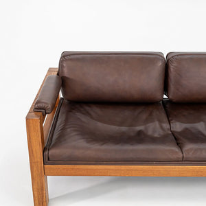 1975 Three Seat Sofa by Warren Platner for CI Designs in Oak and Brown Leather