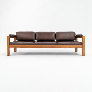 1975 Three Seat Sofa by Warren Platner for CI Designs in Oak and Brown Leather
