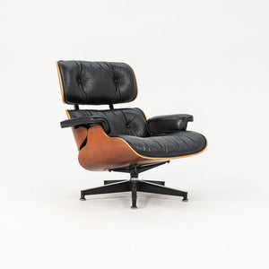 SOLD 1995 Eames 670 & 671 Lounge and Ottoman by Ray and Charles Eames for Herman Miller in Black Leather and Cherry