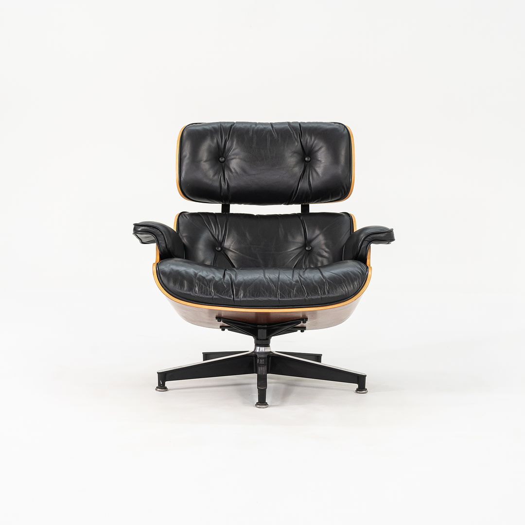 SOLD 1995 Eames 670 & 671 Lounge and Ottoman by Ray and Charles Eames for Herman Miller in Black Leather and Cherry