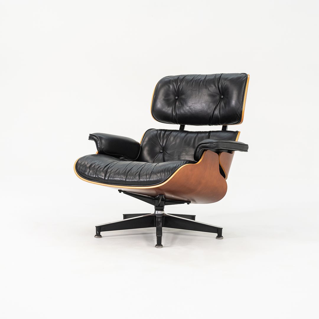 SOLD 1995 Eames 670 & 671 Lounge and Ottoman by Ray and Charles Eames for Herman Miller in Black Leather and Cherry