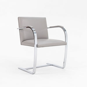 2019 Flat Bar Brno Chair, Model 255 by Mies van der Rohe for Knoll in Chromed Steel and Grey Leather 5x Available