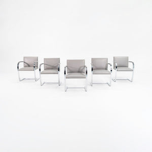 2019 Flat Bar Brno Chair, Model 255 by Mies van der Rohe for Knoll in Chromed Steel and Grey Leather 5x Available