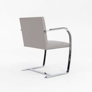 2019 Flat Bar Brno Chair, Model 255 by Mies van der Rohe for Knoll in Chromed Steel and Grey Leather 5x Available